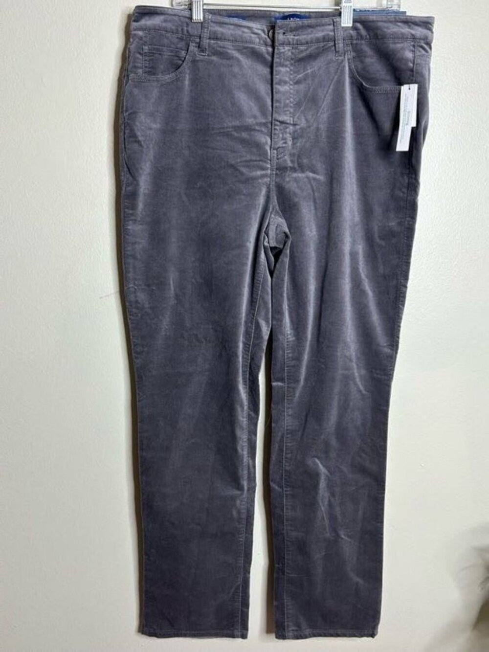 Talbots Pants Womens 16 Gray‎ Velour Denim High Rise Straight Leg Full Length